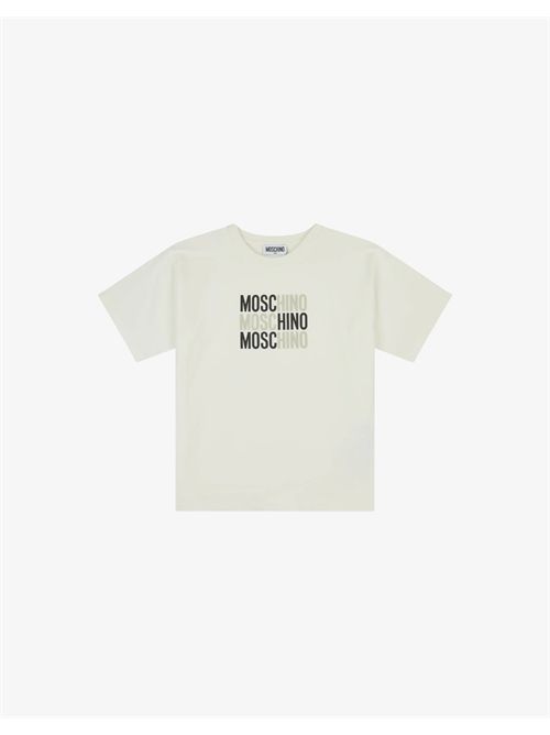 Maxi t-shirt in jersey di cotone stampata MOSCHINO KIDS | H5M05G-LAA23/10063